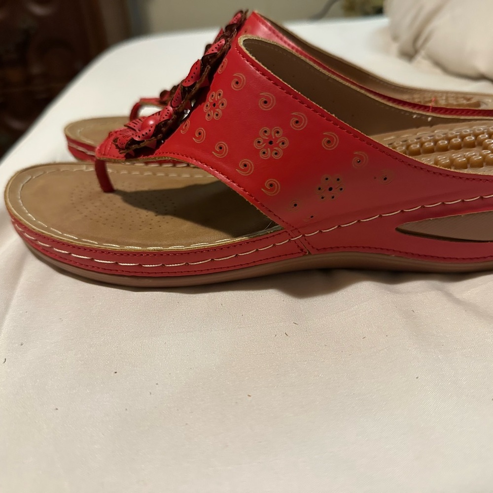 Elegant Red Floral Women's Sandals